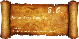Boberity Ompoly névjegykártya